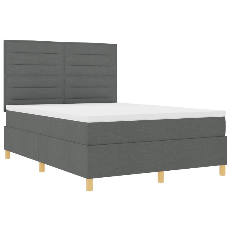 Boxspringbett mit Matratze & LED Dunkelgrau 160x200 cm Stoff