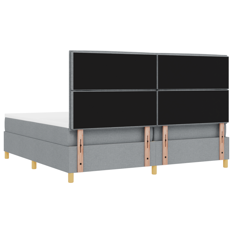 Boxspringbett mit Matratze & LED Licht Hellgrau 200x200 cm Stoff