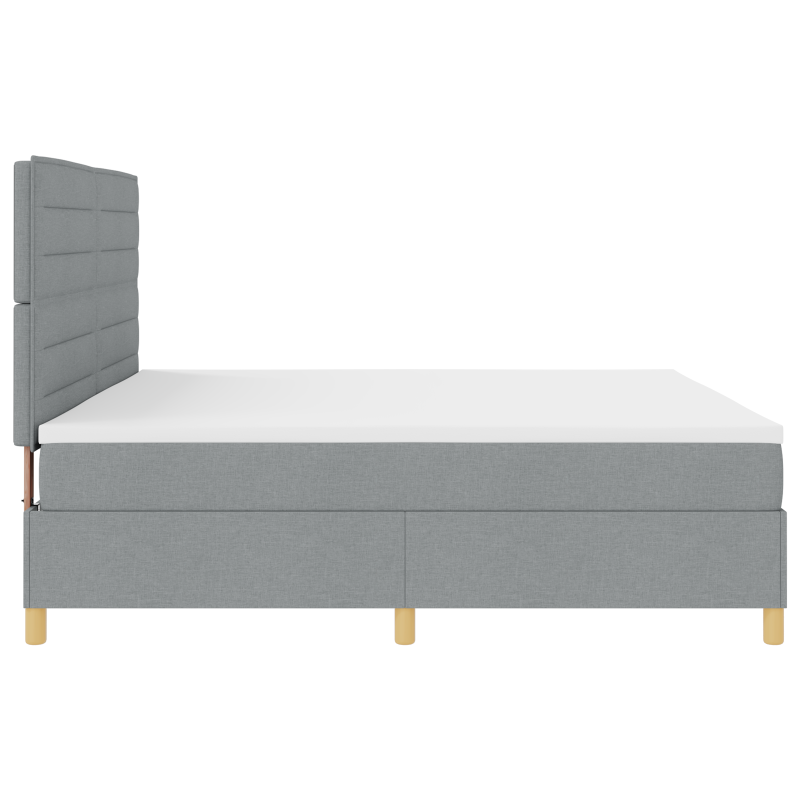Boxspringbett mit Matratze & LED Licht Hellgrau 200x200 cm Stoff