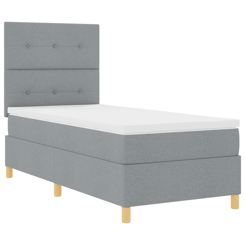 Boxspringbett mit Matratze & LED-Licht Grau 90x190 cm Stoff
