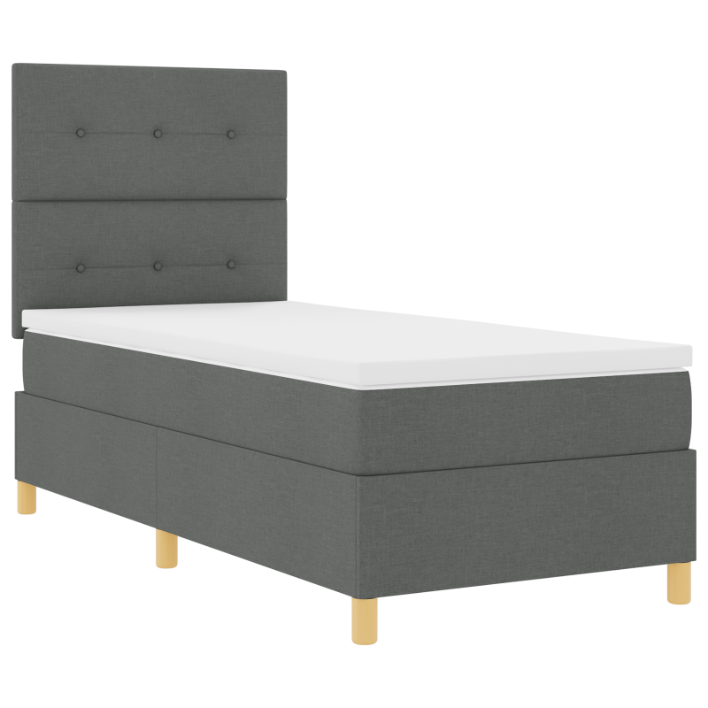 Boxspringbett mit Matratze & LED Dunkelgrau 90x200 cm Stoff