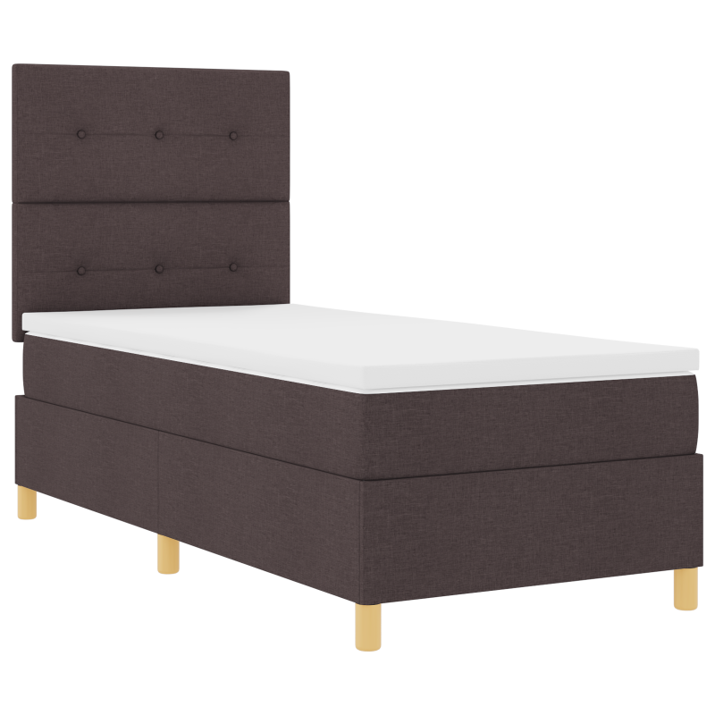 Boxspringbett mit Matratze & LED Dunkelbraun 90x200 cm Stoff