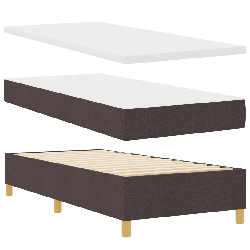 Boxspringbett mit Matratze & LED Dunkelbraun 90x200 cm Stoff