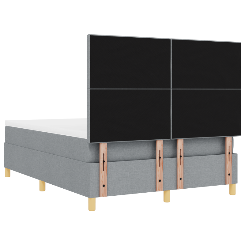 Boxspringbett mit Matratze & LED-Licht Hellgrau 140x190 cm Stoff