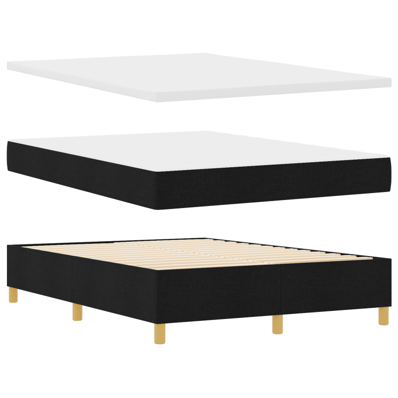 Boxspringbett mit Matratze & LED Schwarz 140x200 cm Stoff