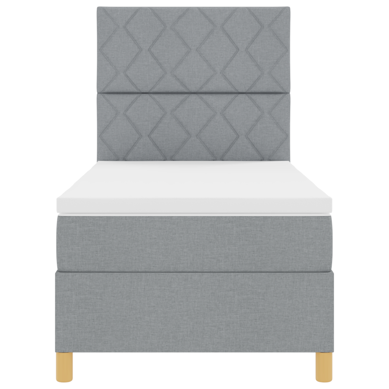 Boxspringbett mit Matratze & LED Licht Hellgrau 100x200 cm Stoff