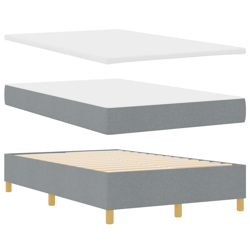 Boxspringbett mit Matratze & LED Hellgrau 120x200 cm Stoff