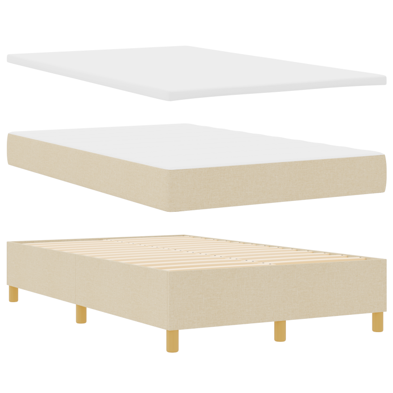 Boxspringbett mit Matratze & LED Creme 120x200 cm Stoff
