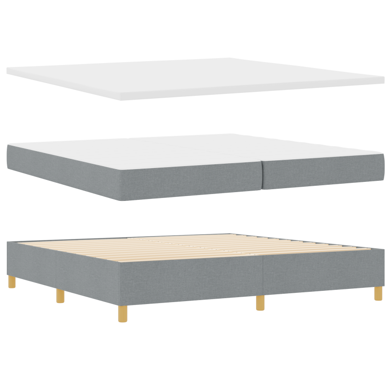 Boxspringbett mit Matratze & LED Licht Hellgrau 200x200 cm Stoff