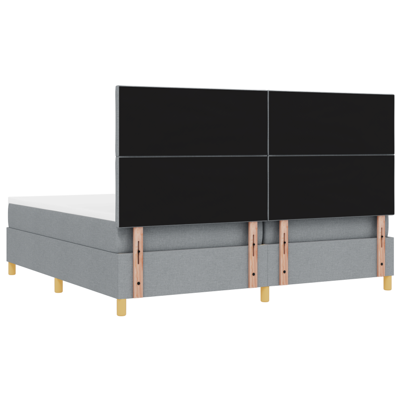 Boxspringbett mit Matratze & LED Licht Hellgrau 200x200 cm Stoff