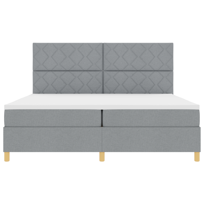 Boxspringbett mit Matratze & LED Licht Hellgrau 200x200 cm Stoff