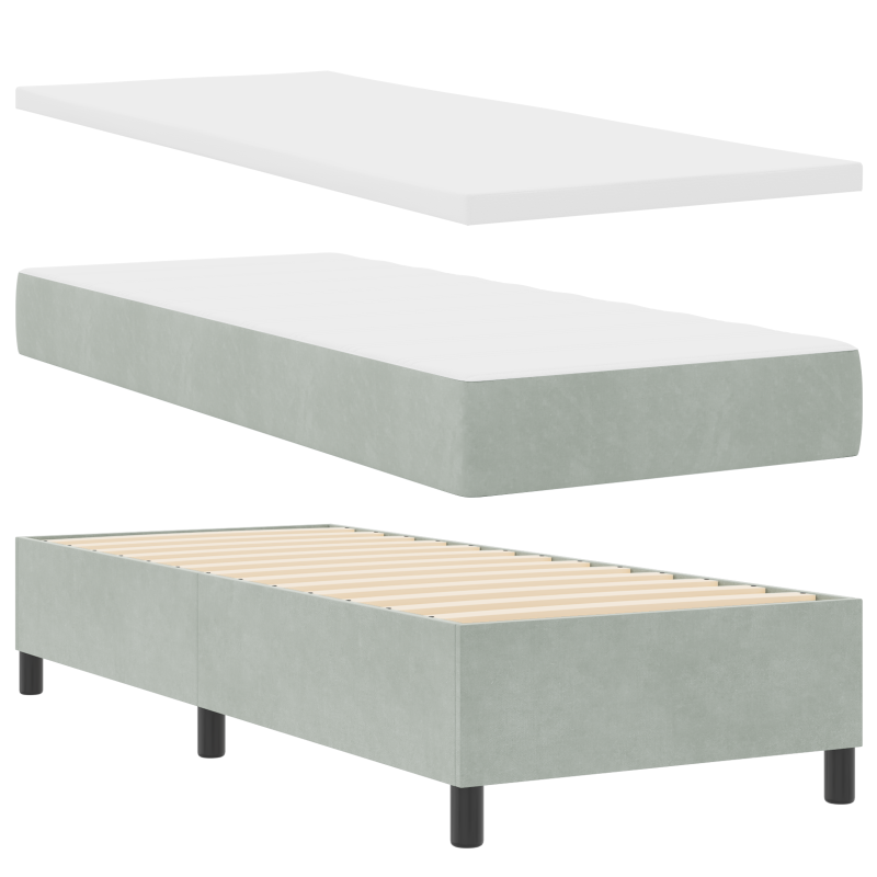 Boxspringbett mit Matratze & LED Licht Grau 80x200 cm Samt
