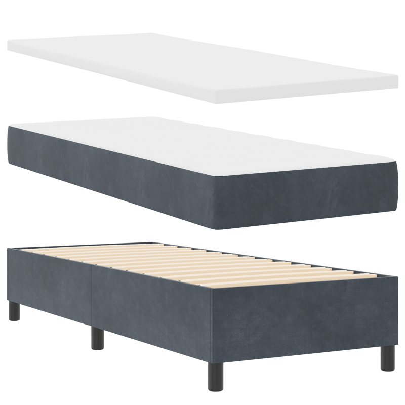 Boxspringbett mit Matratze & LED Dunkelgrau 80x200 cm Samt
