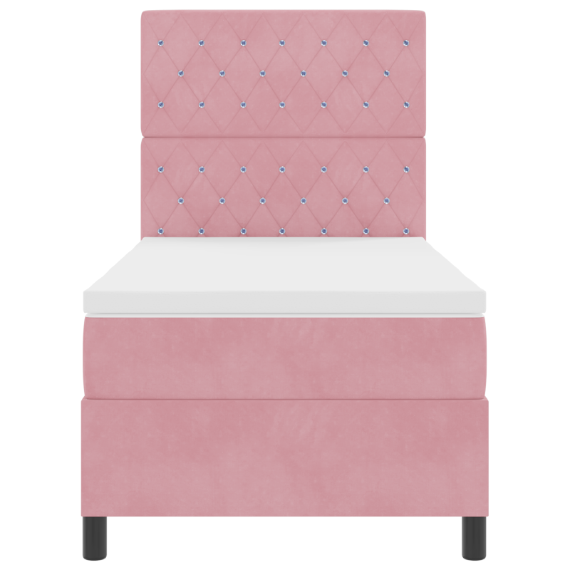 Boxspringbett mit Matratze & LED Rosa 100x200 cm Samt