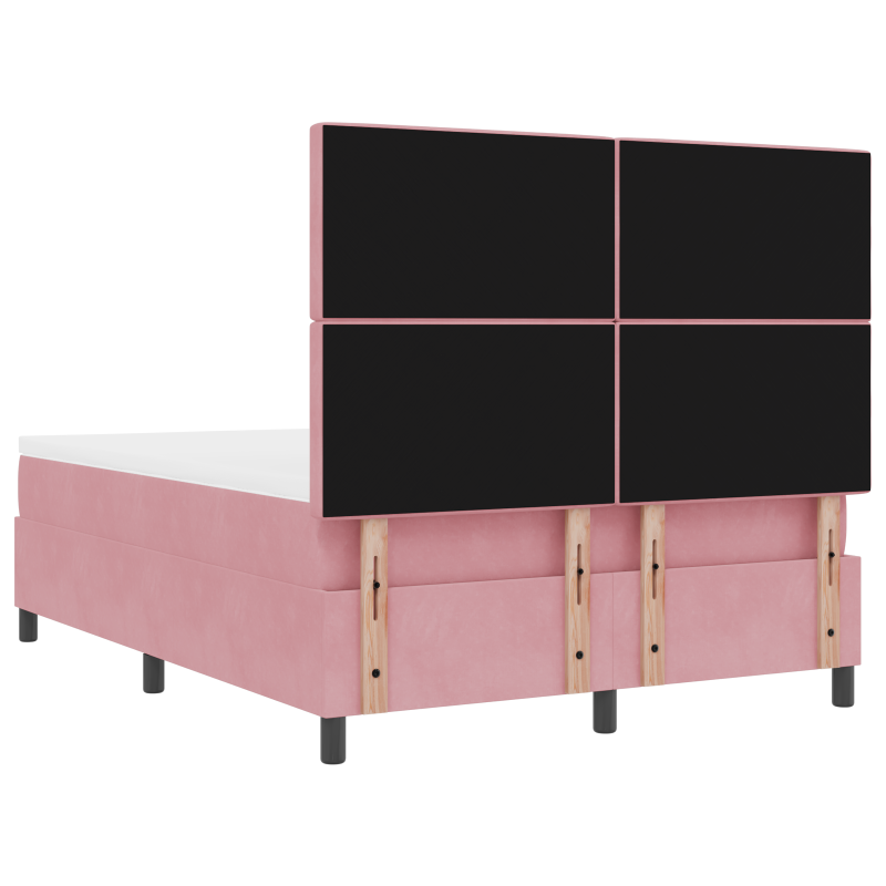 Boxspringbett mit Matratze & LED Rosa 140x190 cm Velours