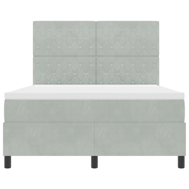 Boxspringbett mit Matratze & LED Licht Hellgrau 160x200 cm Samt