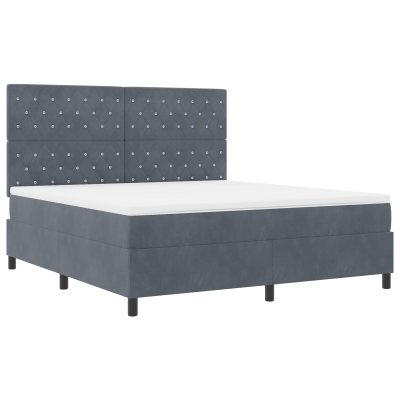 Boxspringbett mit Matratze & LED Dunkelgrau 180x200 cm Samt