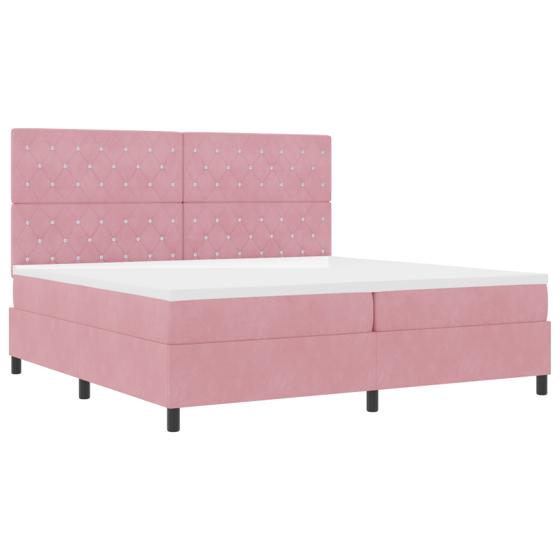 Boxspringbett mit Matratze & LED Rosa 200x200 cm Samt
