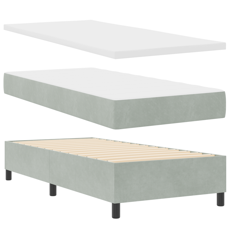 Boxspringbett mit Matratze & LED Licht Grau 80x200 cm Samt