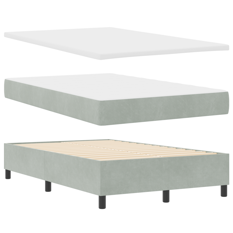 Boxspringbett mit Matratze & LED Licht Grau 120x200 cm Samt