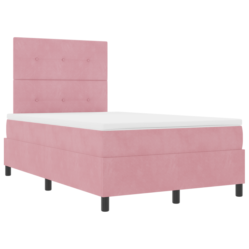 Boxspringbett mit Matratze & LED Rosa 120x200 cm Velours