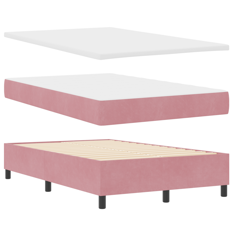 Boxspringbett mit Matratze & LED Rosa 120x200 cm Velours