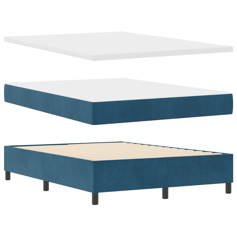 Boxspringbett mit Matratze & LED Dunkelblau 140x190 cm Velours