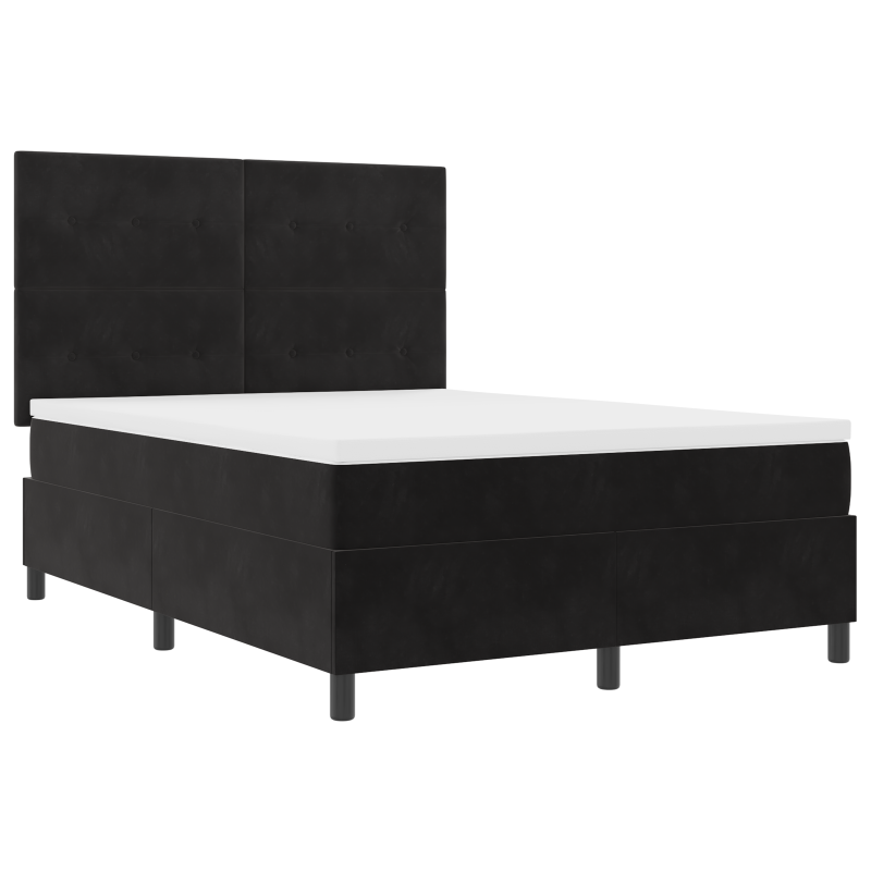 Boxspringbett mit Matratze & LED Schwarz 140x200 cm Samt