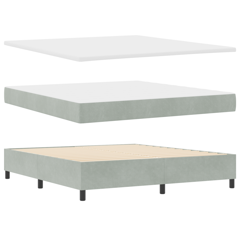 Boxspringbett mit Matratze & LED Licht Grau 180x200 cm Samt