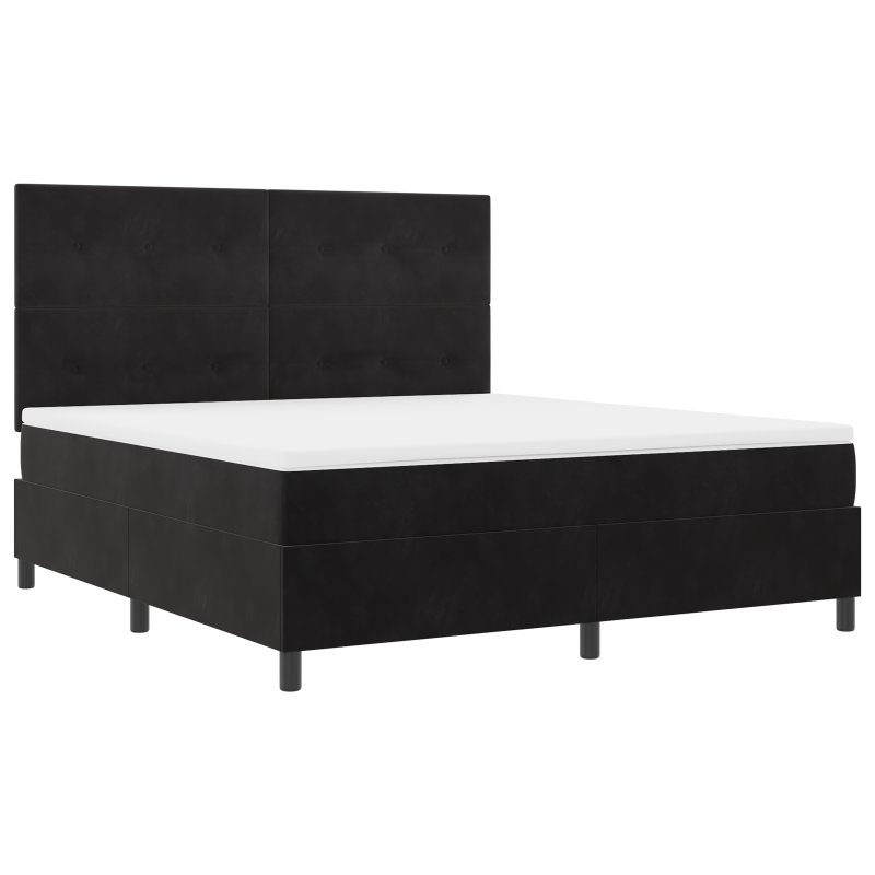 Boxspringbett mit Matratze & LED Schwarz 180x200 cm Samt