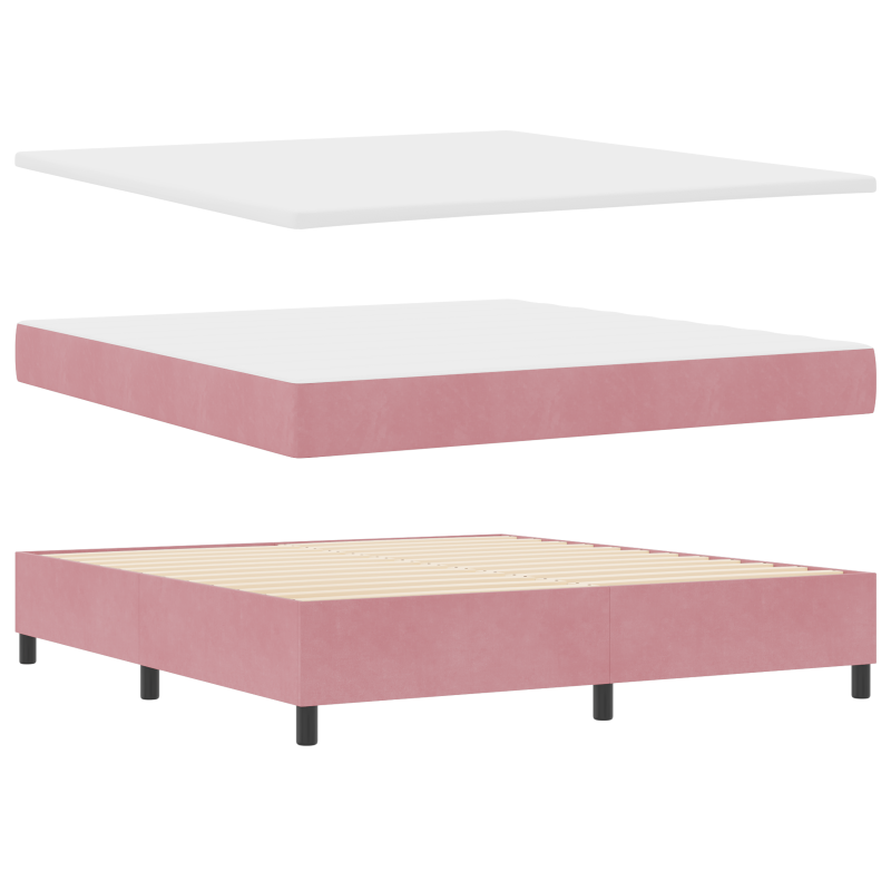 Boxspringbett mit Matratze & LED Rosa 180x200 cm Samt