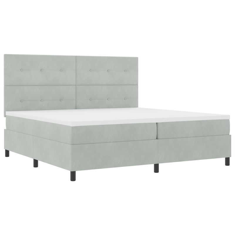Boxspringbett mit Matratze & LED Licht Hellgrau 200x200 cm Samt