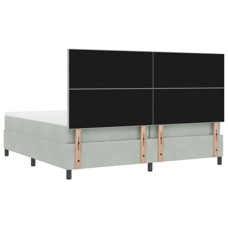 Boxspringbett mit Matratze & LED Licht Hellgrau 200x200 cm Samt