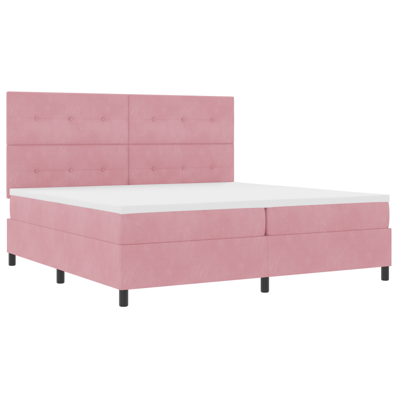 Boxspringbett mit Matratze & LED Rosa 200x200 cm Velours