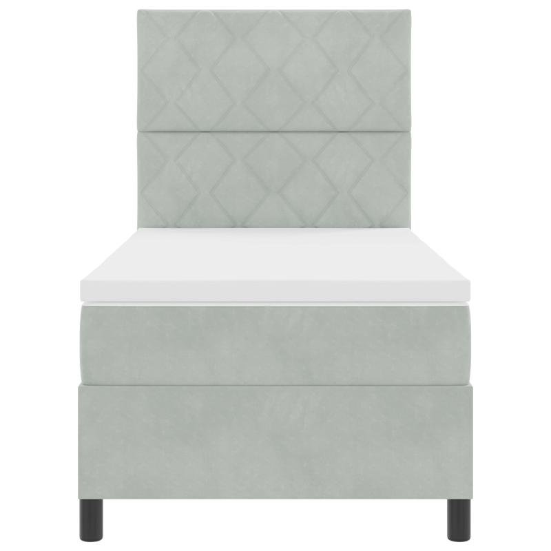 Boxspringbett mit Matratze und LED Licht Grau 90x200 cm Velours