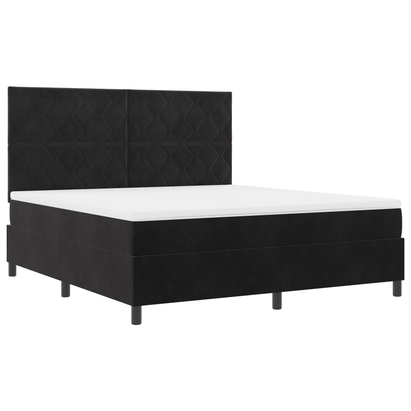 Boxspringbett mit Matratze und LED Schwarz 180x200 cm Samt