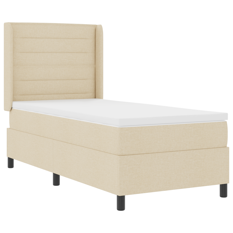 Boxspringbett mit Matratze & LED in Creme, 90x200 cm Stoff
