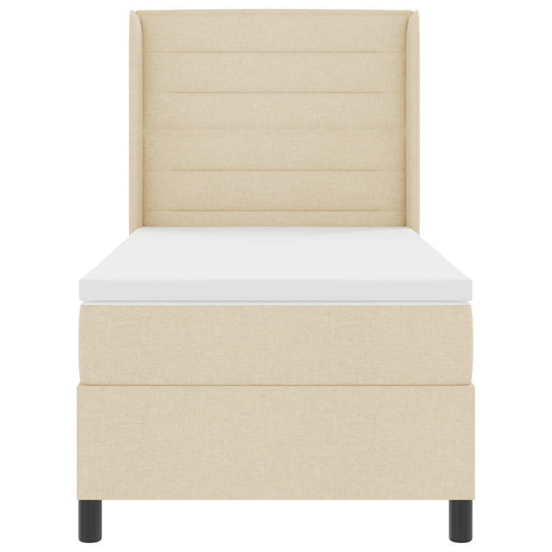 Boxspringbett mit Matratze & LED in Creme, 90x200 cm Stoff