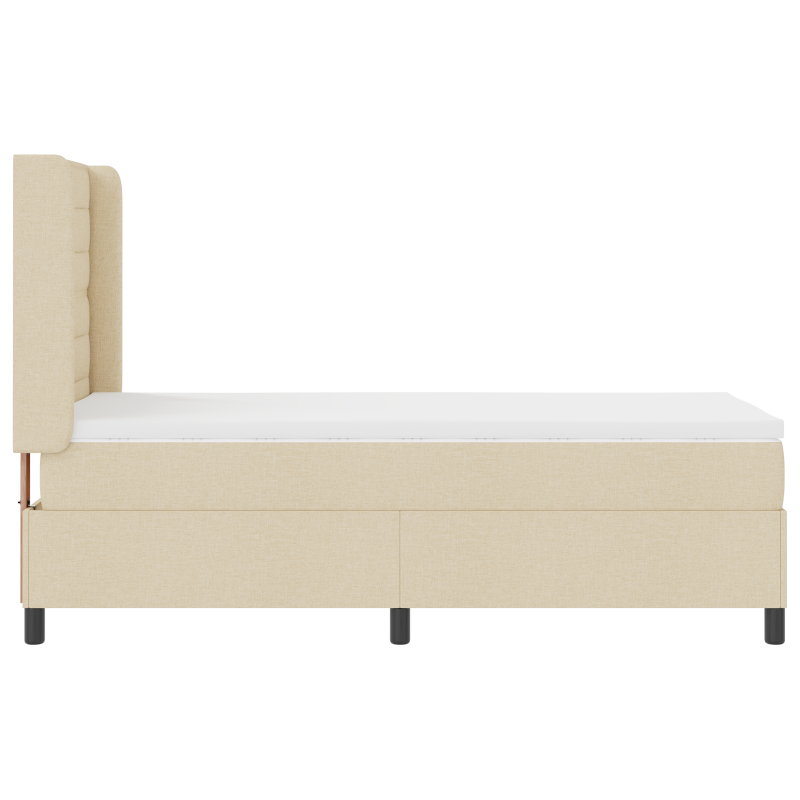 Boxspringbett mit Matratze & LED in Creme, 90x200 cm Stoff