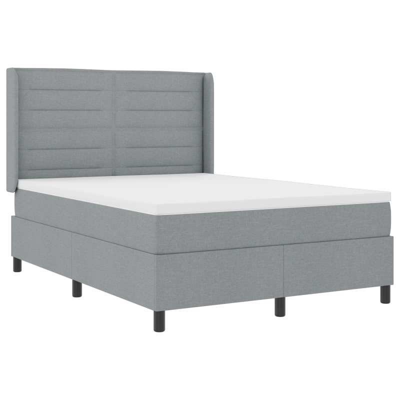 Boxspringbett mit Matratze & LED-Licht Grau 140x190 cm Stoff