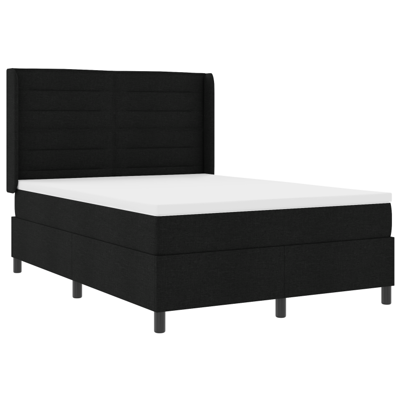 Boxspringbett mit Matratze und LED Schwarz 140x190 cm Stoff