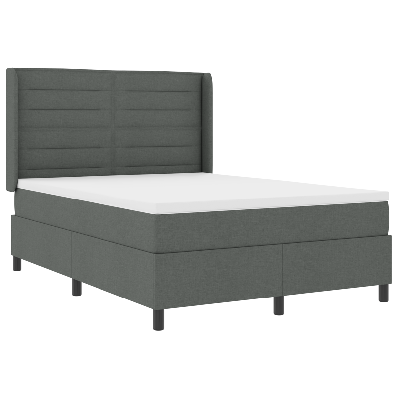 Boxspringbett mit Matratze & LED Dunkelgrau 160x200 cm Stoff