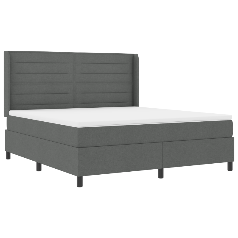 Boxspringbett mit Matratze & LED Dunkelgrau 180x200 cm Stoff