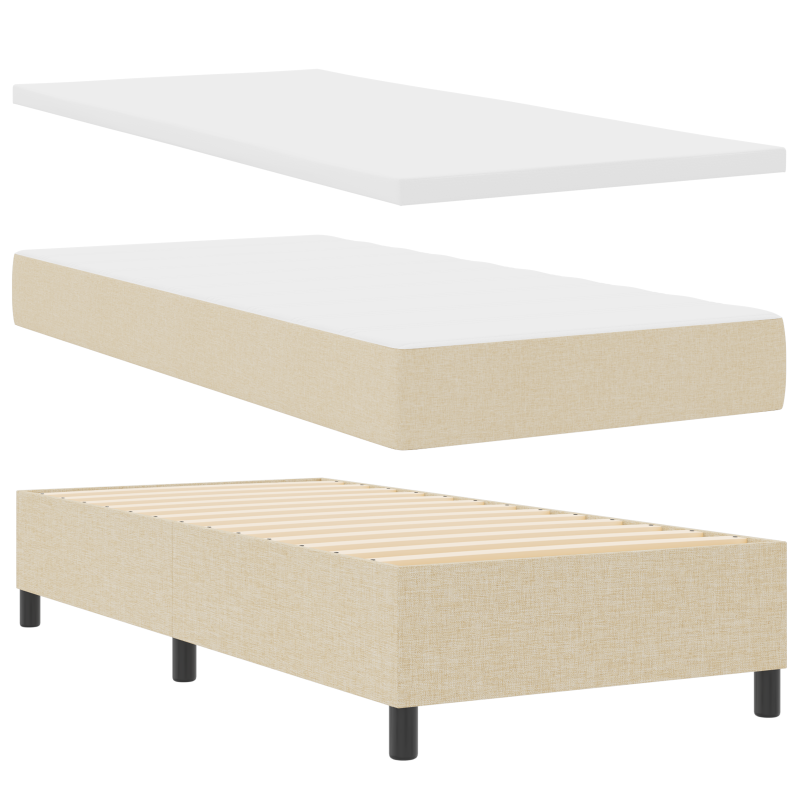 Boxspringbett mit Matratze & LED Creme 80x200 cm Stoff