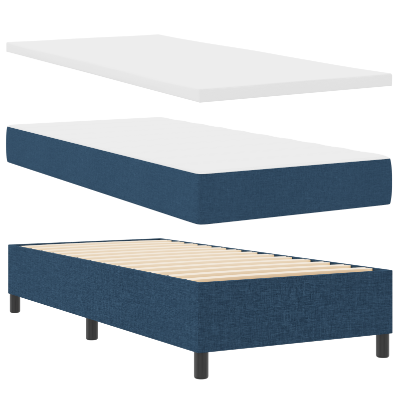 Boxspringbett mit Matratze & LED Blau 90x200 cm Stoff