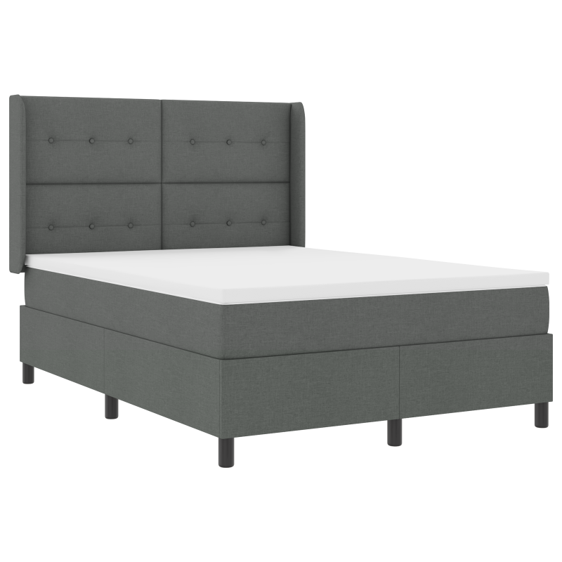 Boxspringbett mit Matratze & LED Dunkelgrau 140x200 cm Stoff
