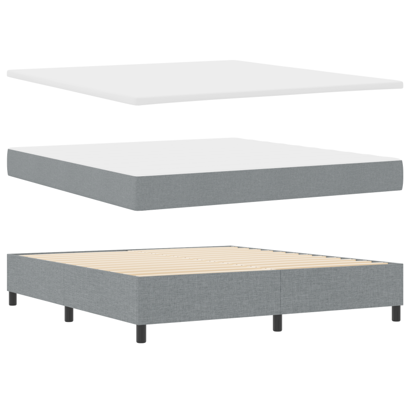Boxspringbett mit Matratze & LED Licht Grau 180x200 cm Stoff