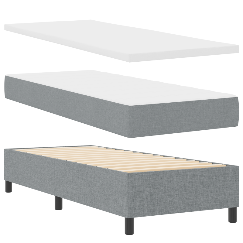 Boxspringbett mit Matratze & LED Licht Hellgrau 80x200 cm Stoff