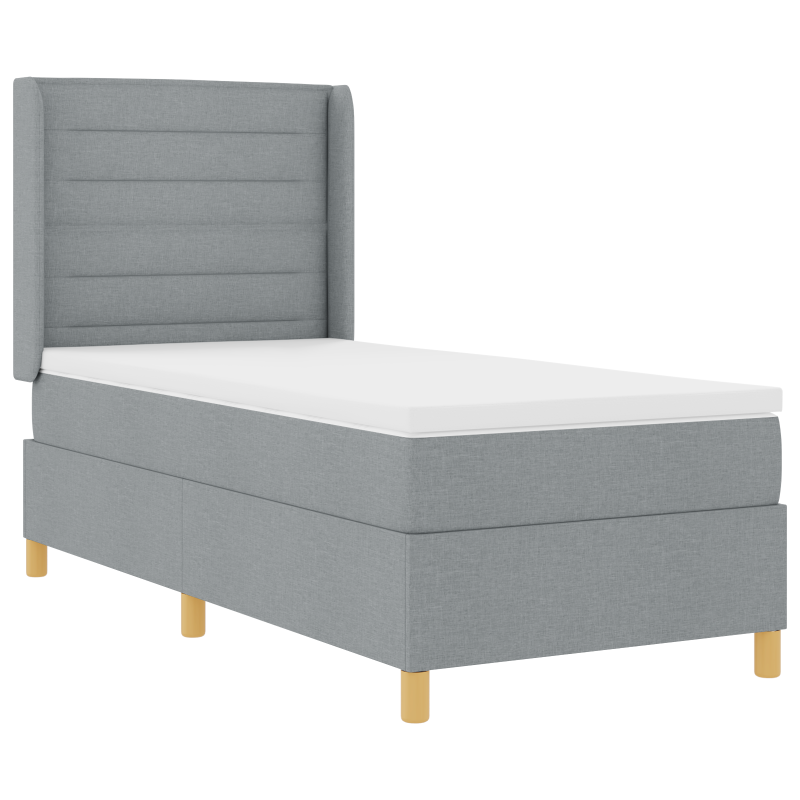 Boxspringbett mit Matratze & LED Licht Grau 100x200 cm Stoff