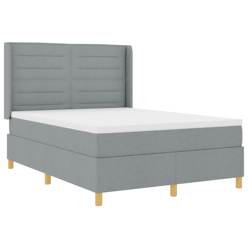 Boxspringbett mit Matratze & LED Licht Grau 140x190 cm Stoff